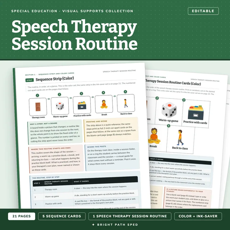 Speech Therapy Session Visual Schedule Cards, image 1 of 4