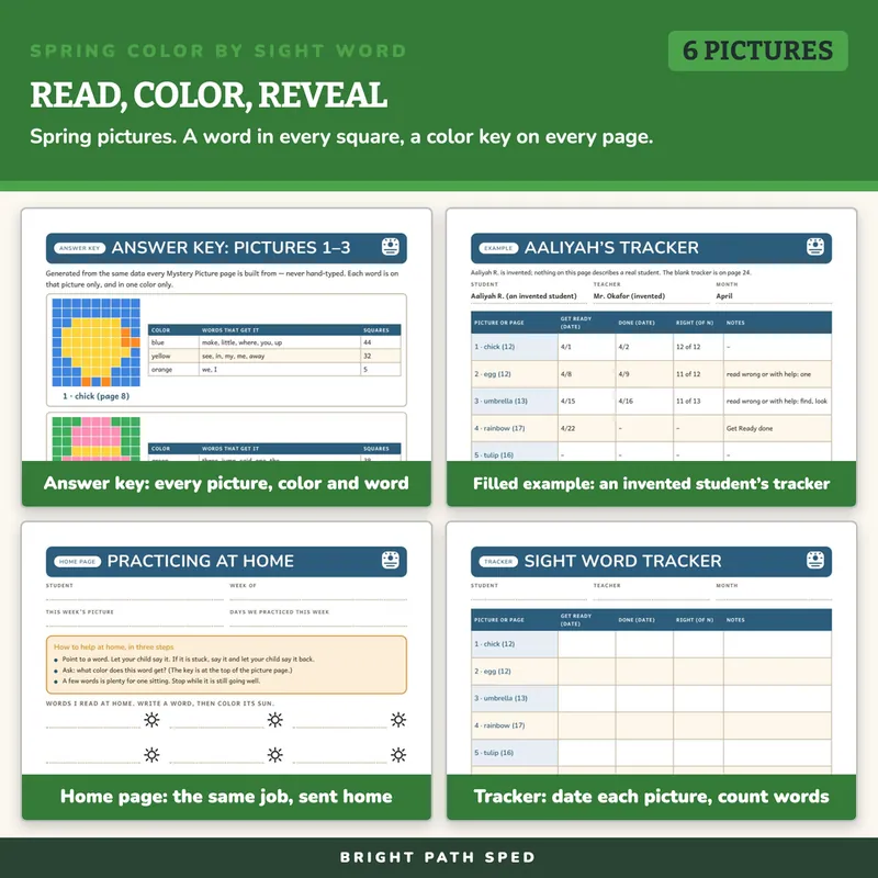 Spring Color by Sight Word Worksheets, image 3 of 4