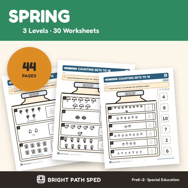 Spring Math K-1 Cut and Paste, image 1 of 4