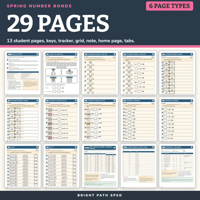 Spring Number Bonds to 20 Worksheets, image 4 of 4