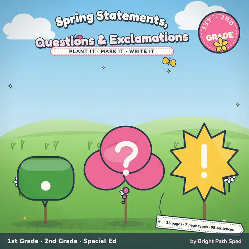 Spring Statements Questions and Exclamations Worksheets, image 1 of 4