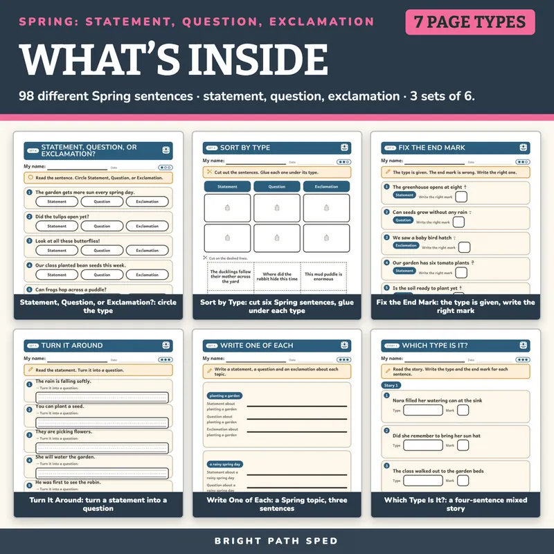 Spring Statements Questions and Exclamations Worksheets, image 2 of 4