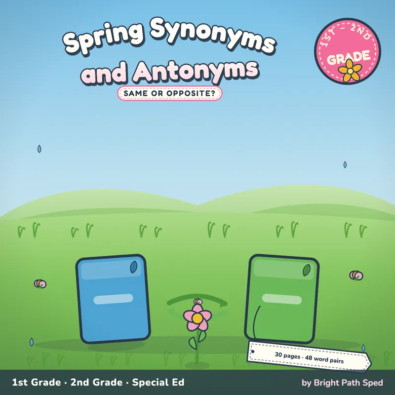 Spring Synonyms and Antonyms Worksheets, image 1 of 4