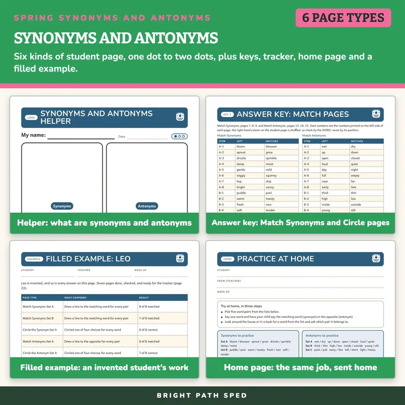 Spring Synonyms and Antonyms Worksheets, image 3 of 4