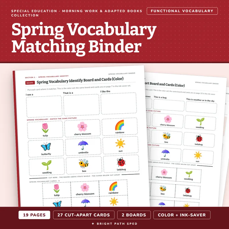 Spring Vocabulary Matching Binder, image 1 of 4
