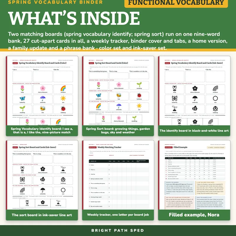 Spring Vocabulary Matching Binder, image 2 of 4