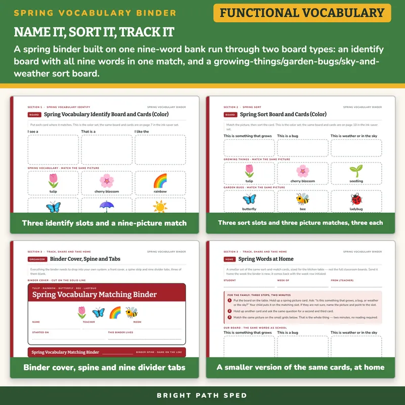 Spring Vocabulary Matching Binder, image 3 of 4