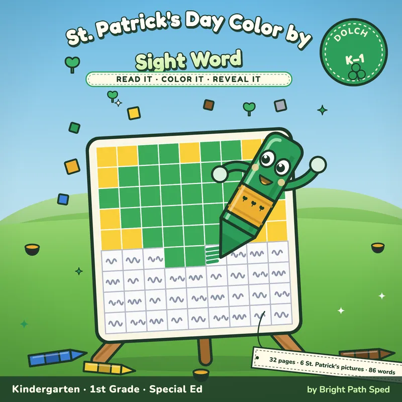 St. Patrick's Day Color by Sight Word Worksheets, image 1 of 4