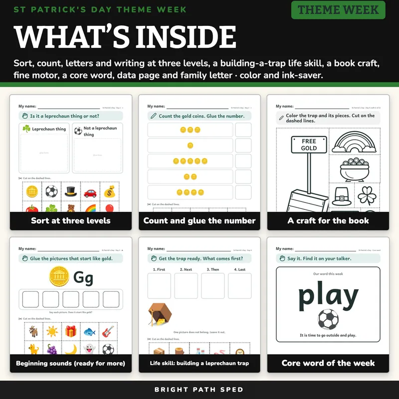 St Patricks Day Book Companion March Preschool Kindergarten 1st 2nd Special Ed, image 2 of 4