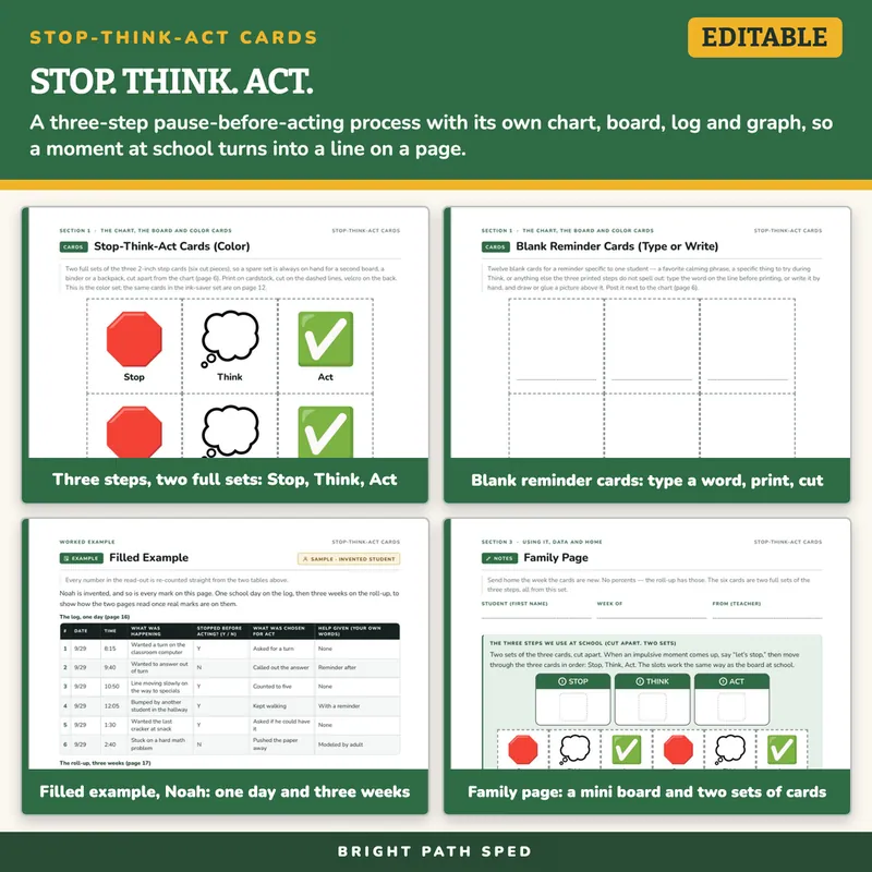 Stop-Think-Act Impulse Control Cards and Log, image 3 of 4