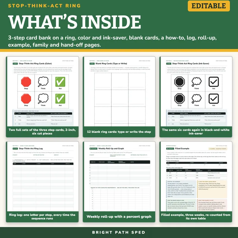 Stop-Think-Act Wearable Ring Cards for Special Education, image 2 of 4