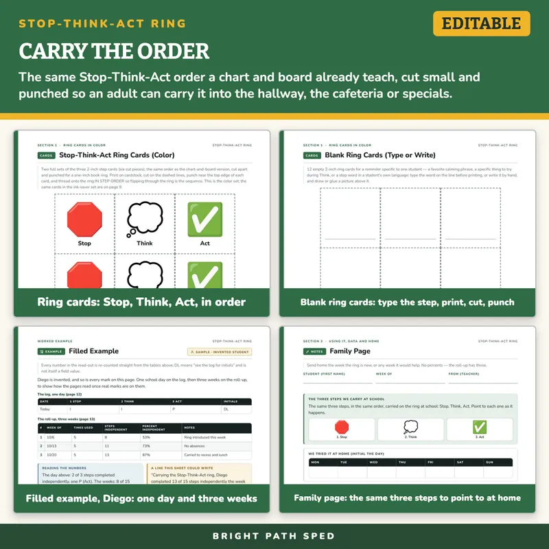Stop-Think-Act Wearable Ring Cards for Special Education, image 3 of 4