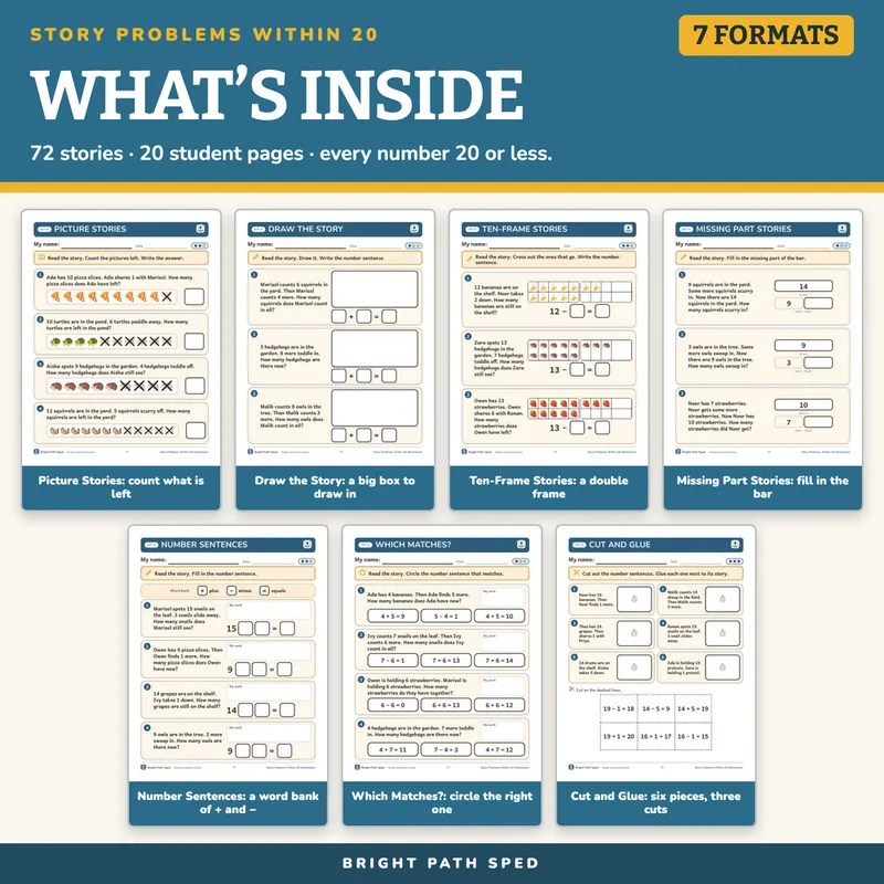 Story Problems Worksheets Within 20, image 2 of 4