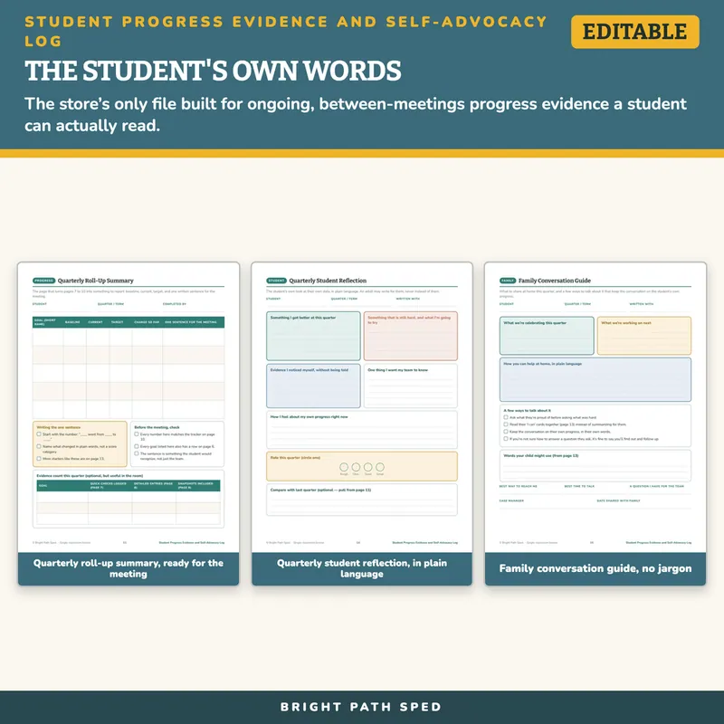 Student Progress Evidence and Self-Advocacy Log Editable, image 3 of 4