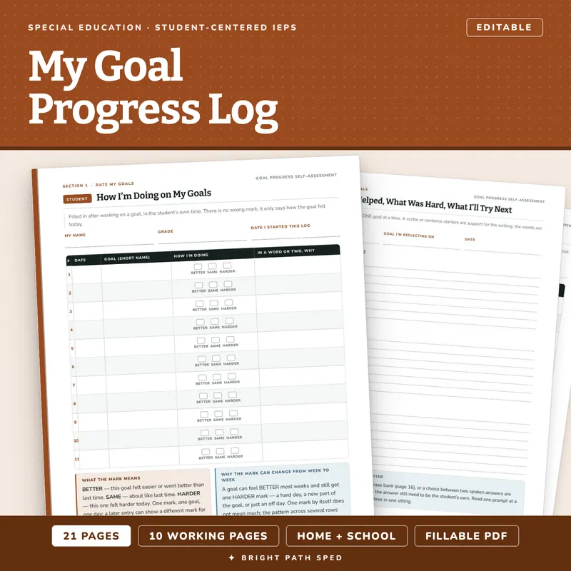 Student Self-Assessment Goal Progress Editable, image 1 of 4