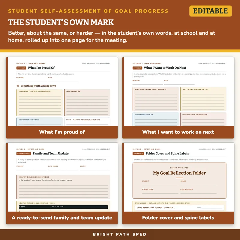 Student Self-Assessment Goal Progress Editable, image 3 of 4