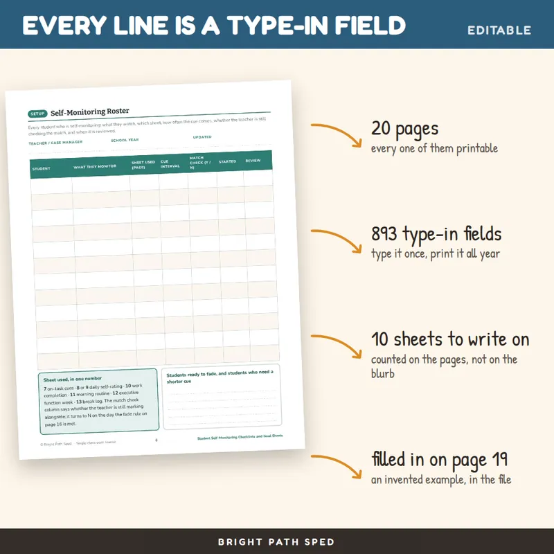 Student Self Monitoring Checklists Editable, image 2 of 4