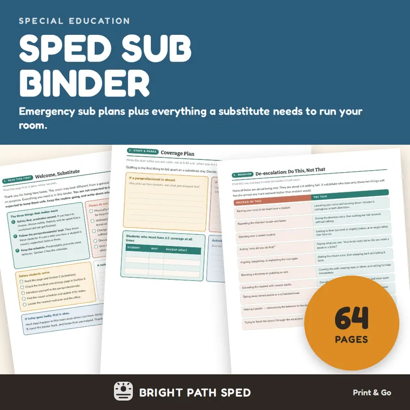 Sub Binder for Special Education, image 1 of 4