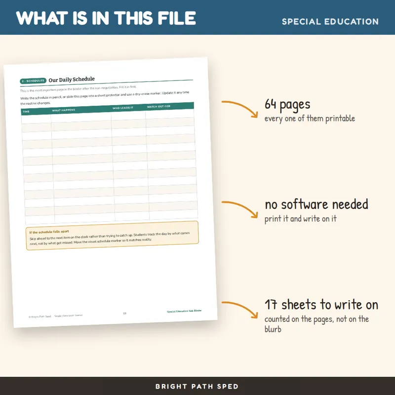 Sub Binder for Special Education, image 2 of 4