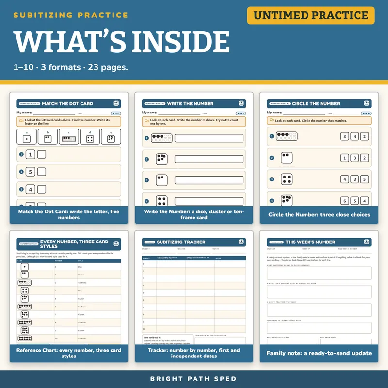 Subitizing Practice Worksheets, image 2 of 4