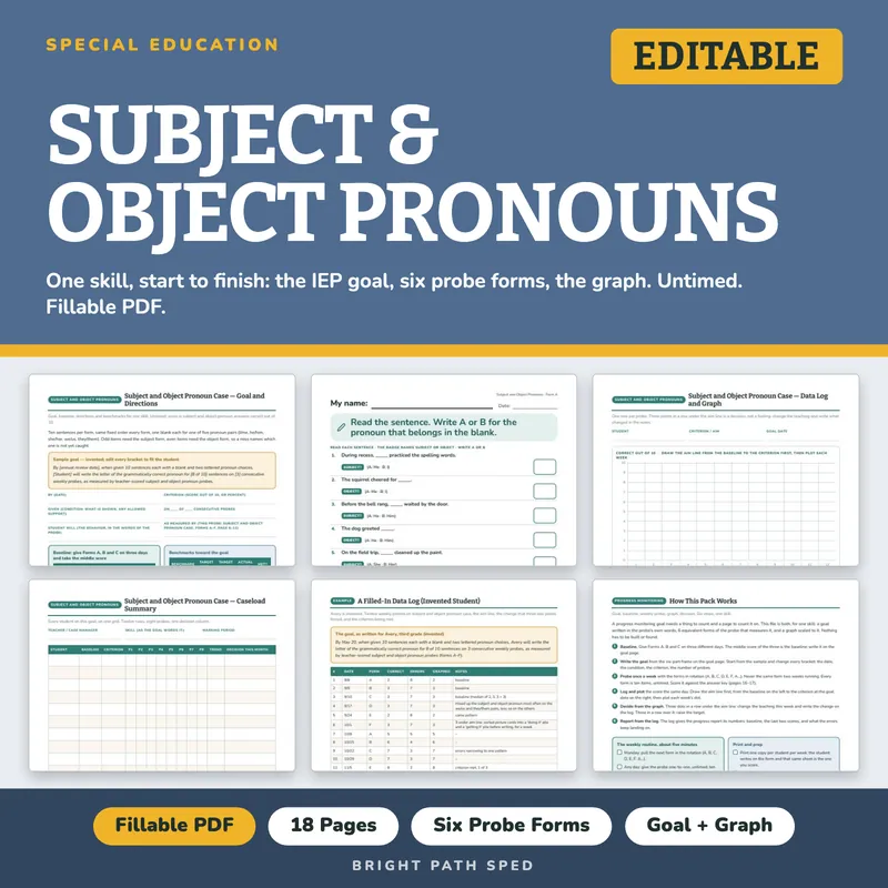 Subject and Object Pronouns Progress Monitoring Probes, image 1 of 4