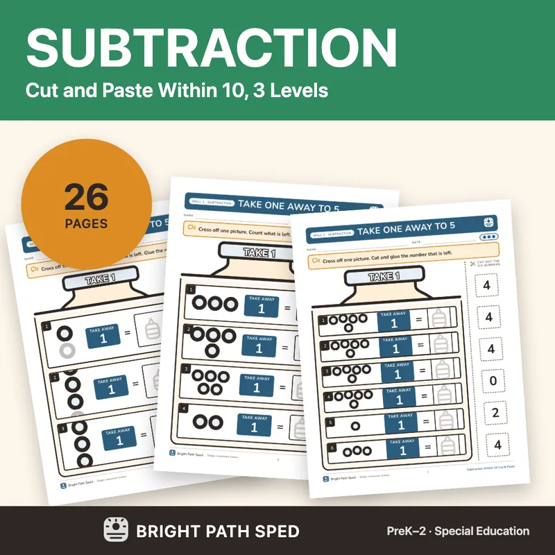 Subtraction Within 10 Cut and Paste, image 1 of 4