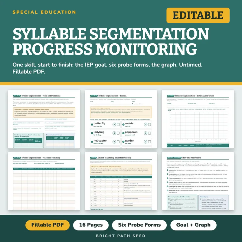 Syllable Segmentation Progress Monitoring Probes, image 1 of 4