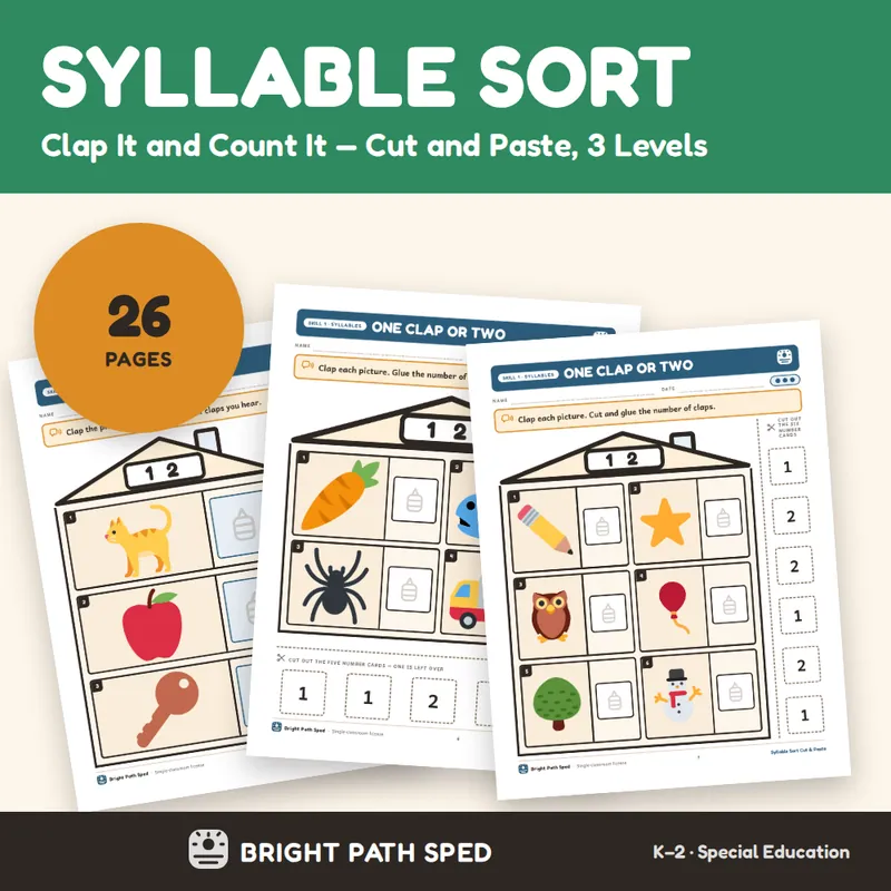 Syllable Sort Cut and Paste 3 Levels, image 1 of 4