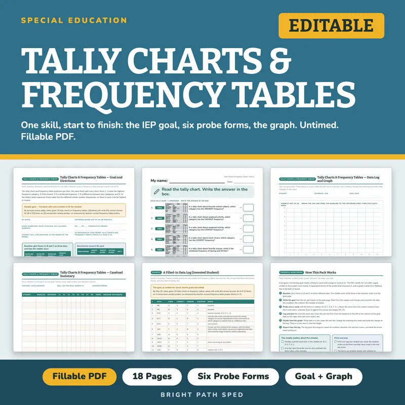 Tally Charts & Frequency Tables Progress Monitoring Probes, image 1 of 4