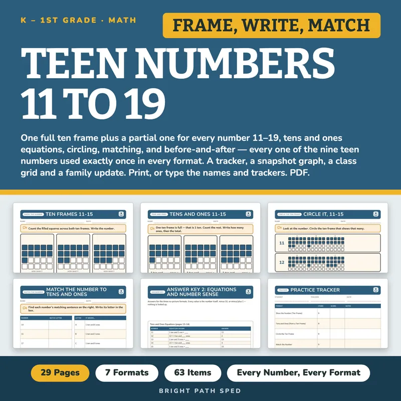 Teen Numbers 11-19 Worksheets, image 1 of 4