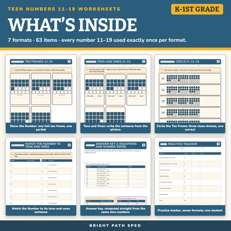 Teen Numbers 11-19 Worksheets, image 2 of 4