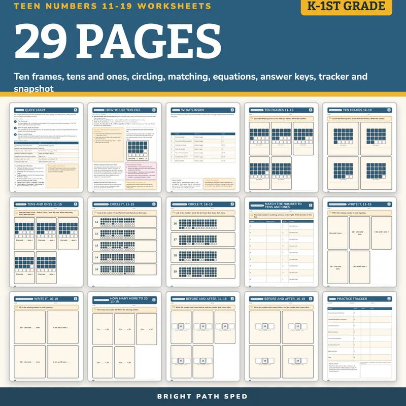 Teen Numbers 11-19 Worksheets, image 4 of 4
