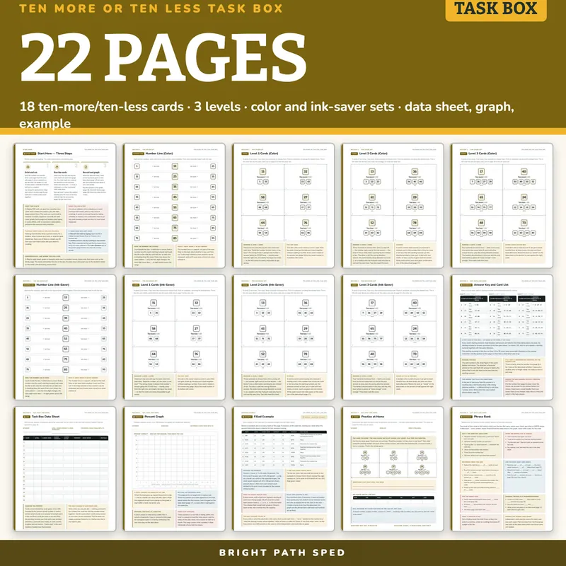 Ten More or Ten Less Task Box, image 4 of 4