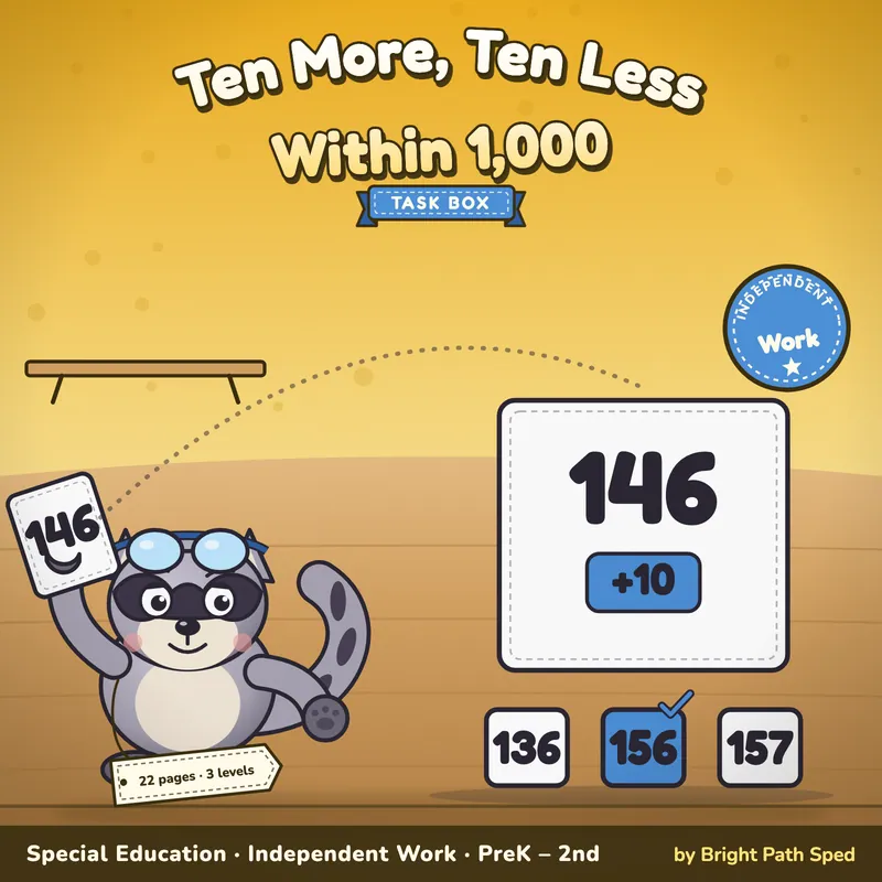 Ten More or Ten Less Within 1,000 Task Box, image 1 of 4