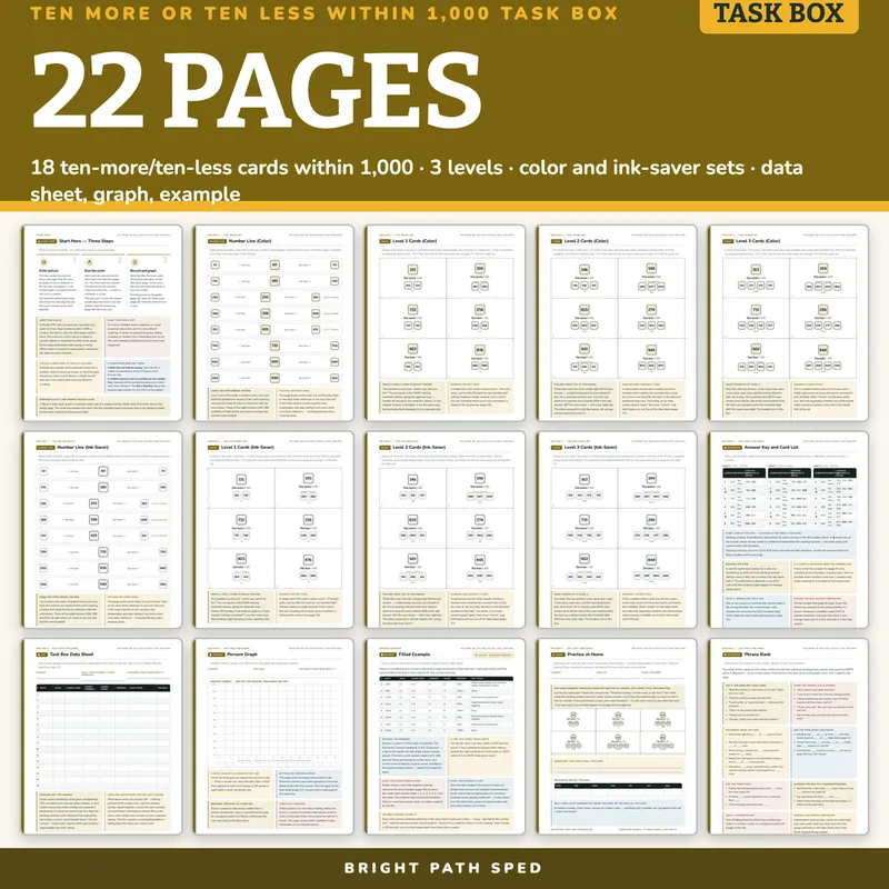 Ten More or Ten Less Within 1,000 Task Box, image 4 of 4