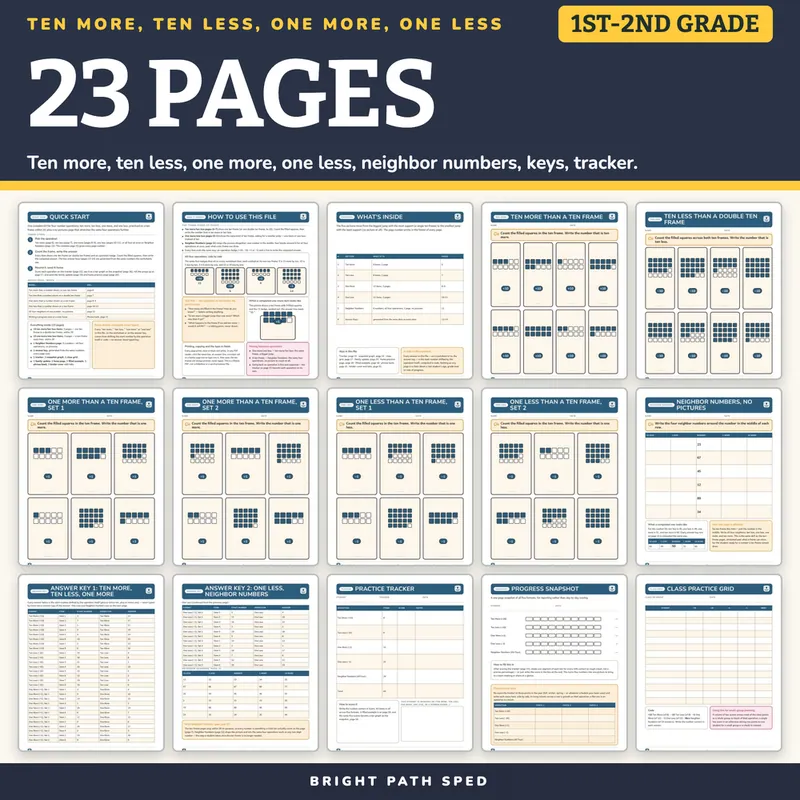 Ten More, Ten Less, One More, One Less Worksheets, image 4 of 4