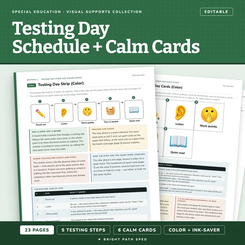 Testing Day Visual Schedule, image 1 of 4