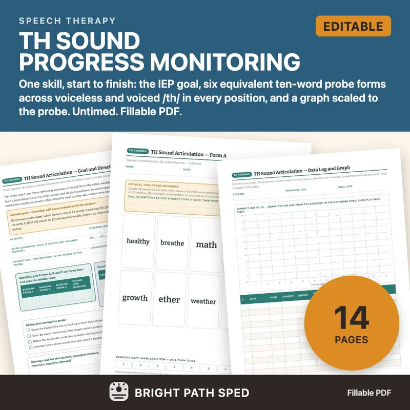 TH Sound Articulation Progress Monitoring Probes, image 1 of 4