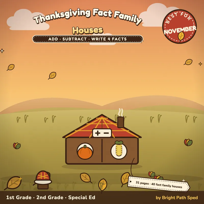 Thanksgiving Fact Family Worksheets, image 1 of 4