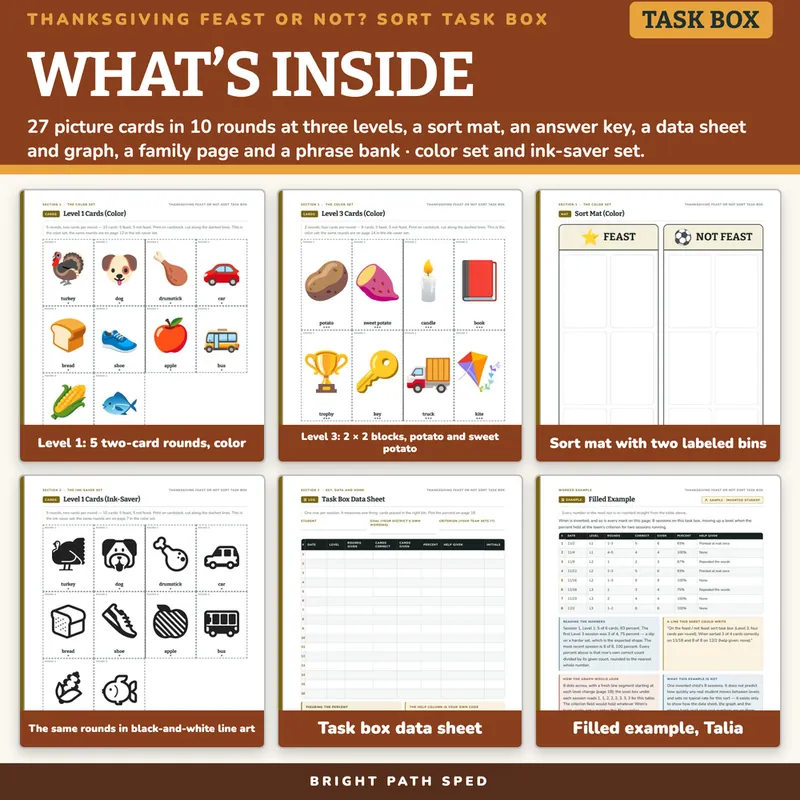 Thanksgiving Feast Sort Task Box, image 2 of 4