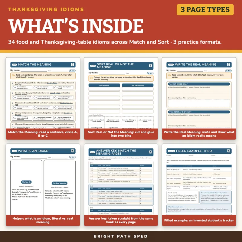 Thanksgiving Idioms Worksheets, image 2 of 4
