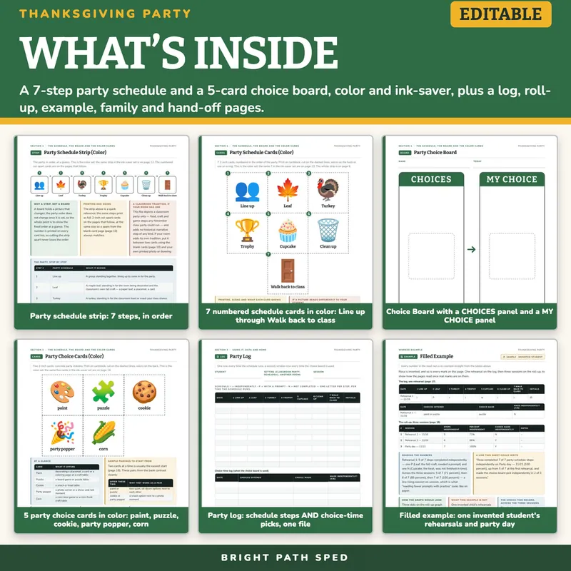 Thanksgiving Party Visual Schedule and Choice Board Editable, image 2 of 4