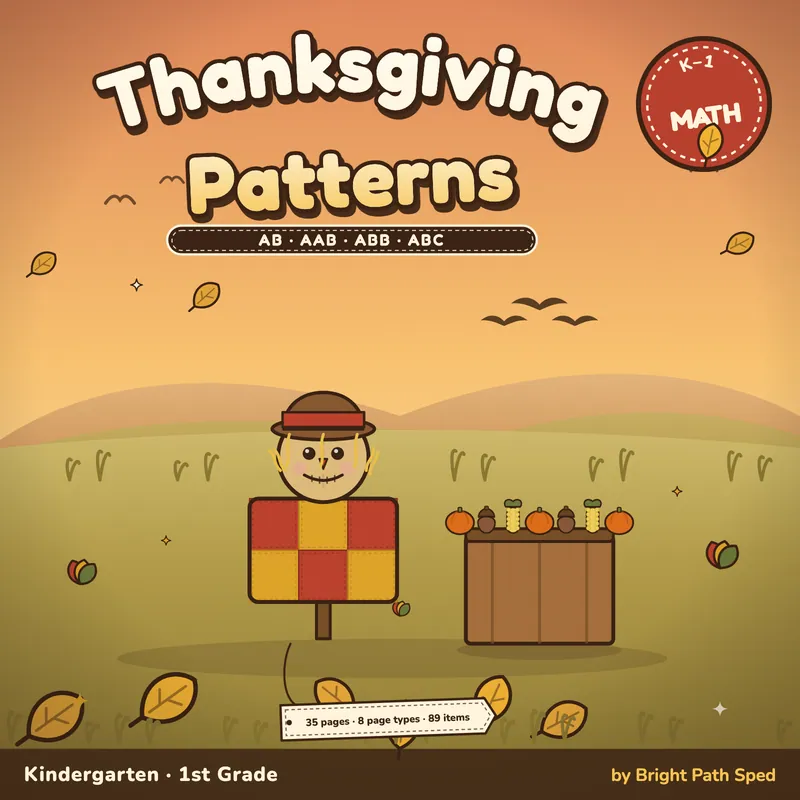 Thanksgiving Patterns Worksheets, image 1 of 4