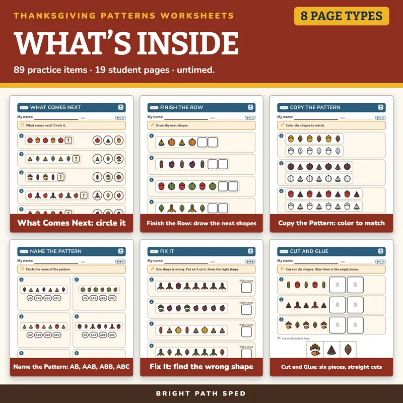 Thanksgiving Patterns Worksheets, image 2 of 4