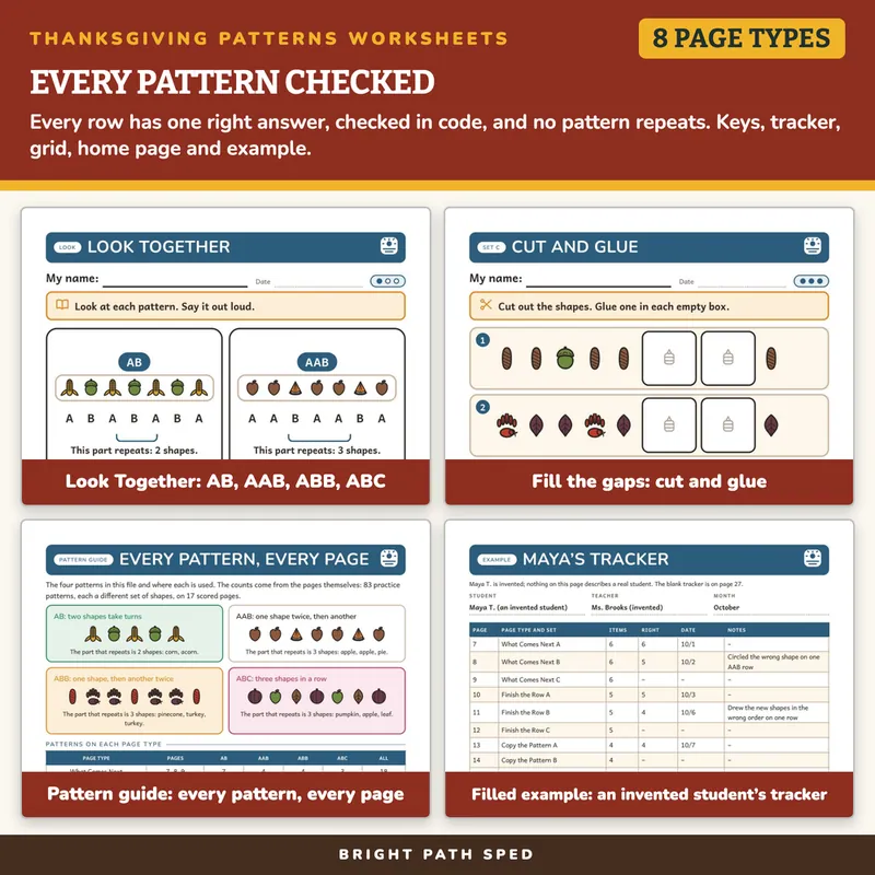 Thanksgiving Patterns Worksheets, image 3 of 4