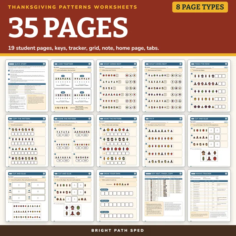 Thanksgiving Patterns Worksheets, image 4 of 4