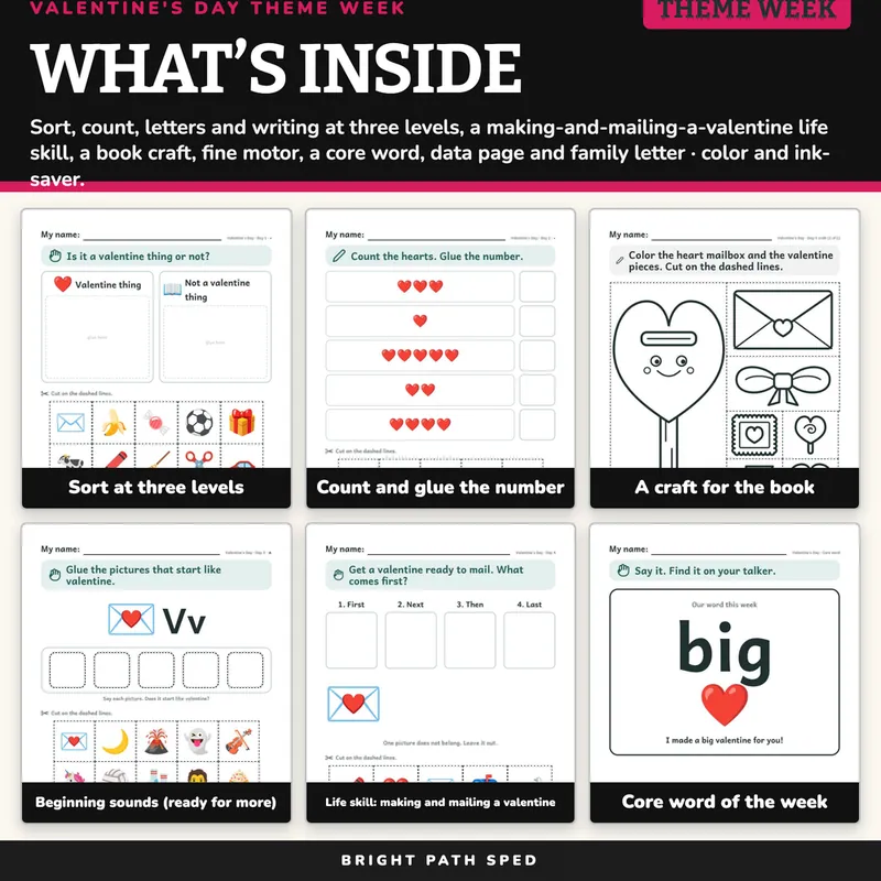 The Biggest Valentine Ever Book Companion February PreK K 1st 2nd Special Ed, image 2 of 4