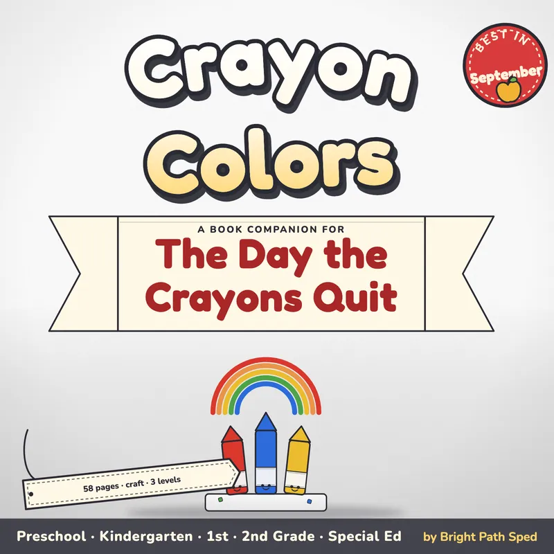 The Day the Crayons Quit Book Companion Preschool Kindergarten 1st 2nd Sped, image 1 of 4