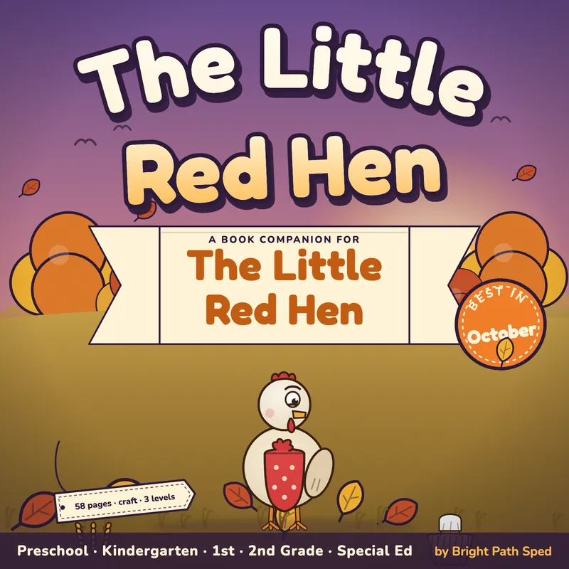 The Little Red Hen Book Companion PreK Kindergarten 1st 2nd Grade Special Ed, image 1 of 4