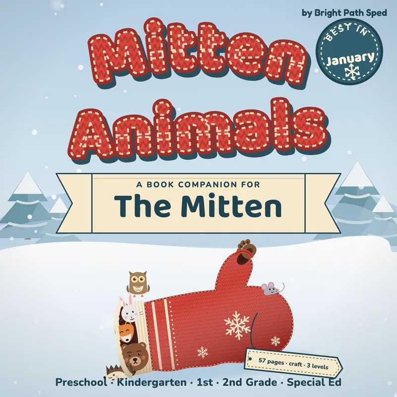 The Mitten Book Companion January Preschool Kindergarten 1st 2nd Special Ed, image 1 of 4